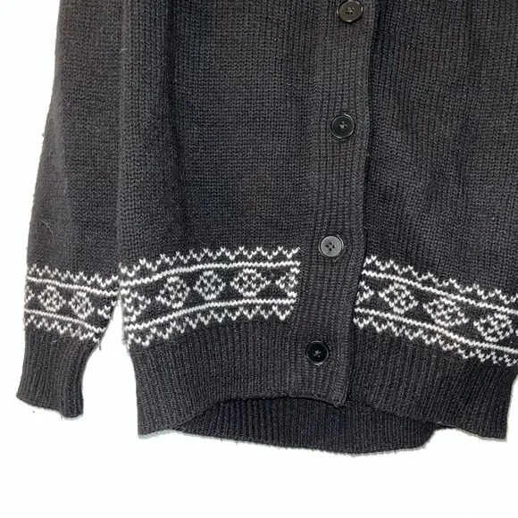 THE KOOPLES sweater cardigan black red yellow XL patterned knit fisherman wool