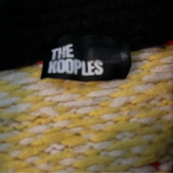 THE KOOPLES sweater cardigan black red yellow XL patterned knit fisherman wool