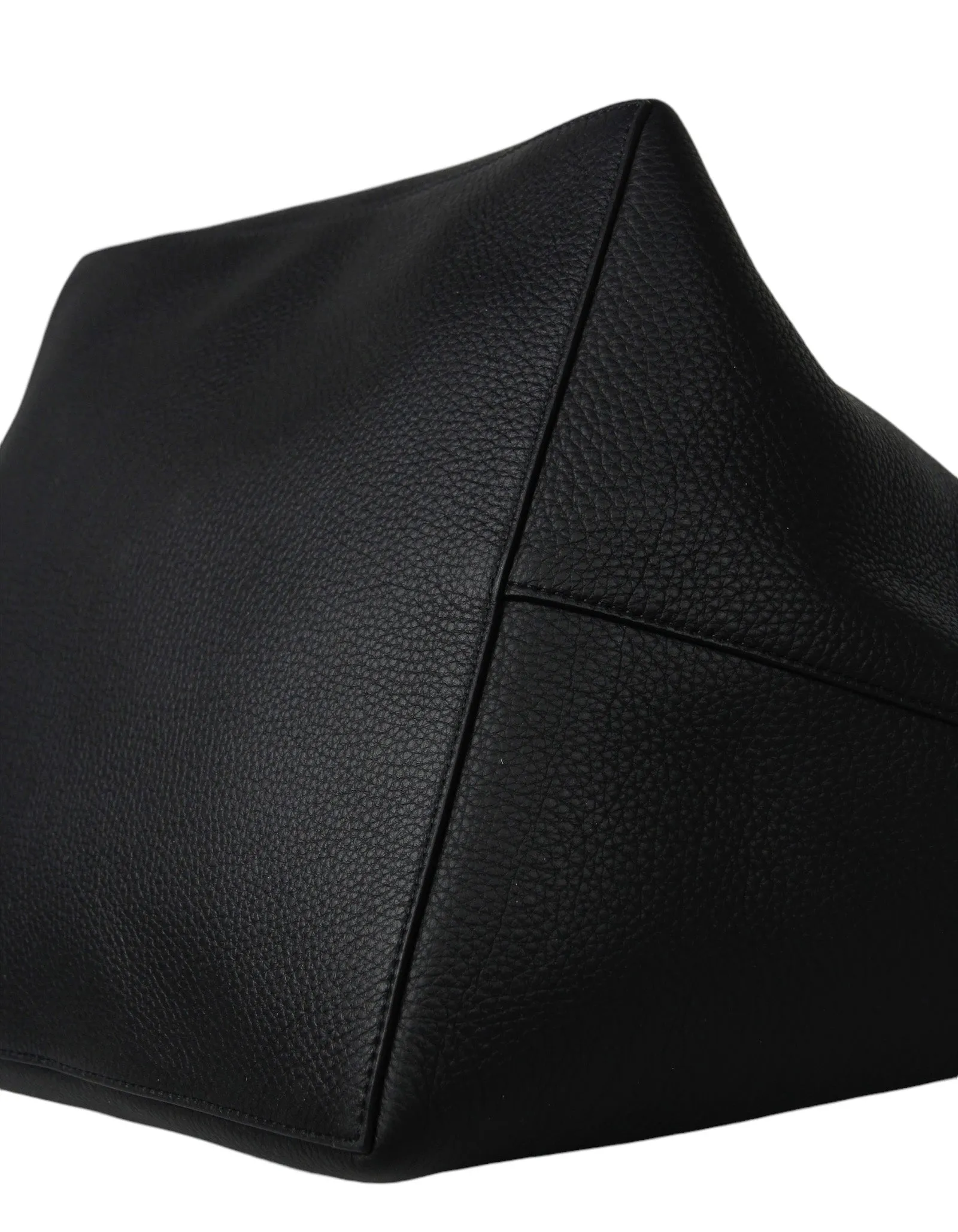 The Row Black Leather Park Tote Three Bag