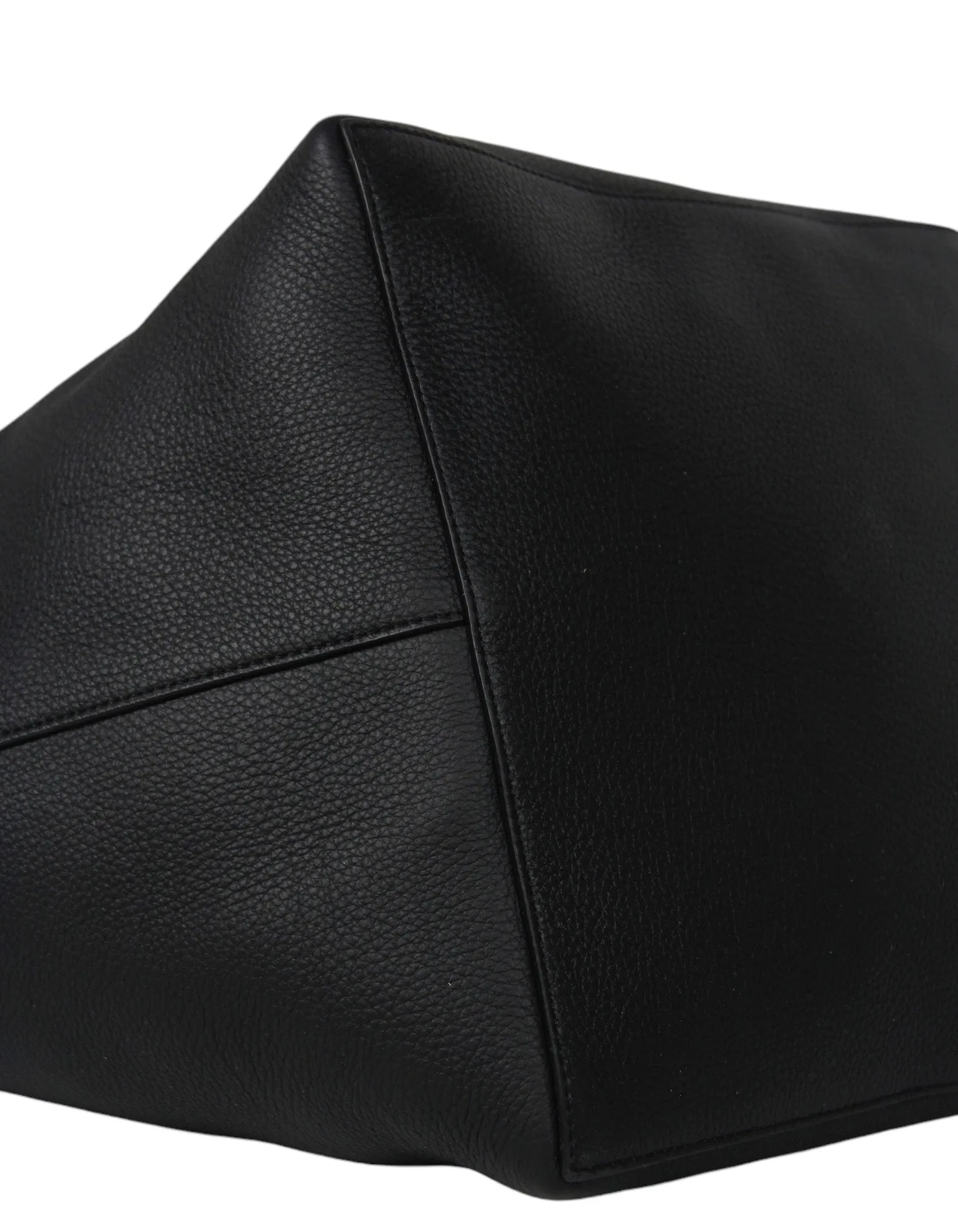 The Row Black Leather Park Tote Three Bag