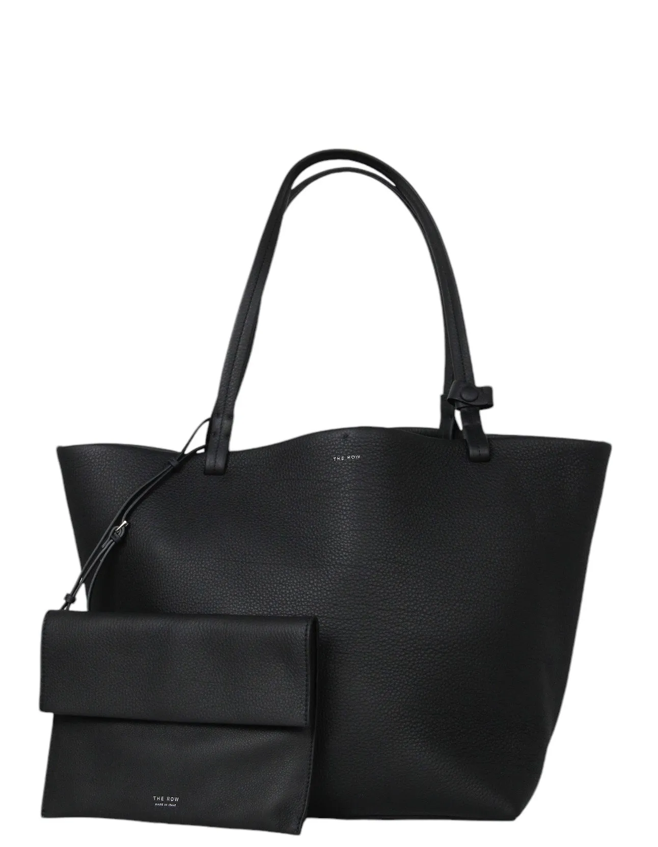 The Row Black Leather Park Tote Three Bag