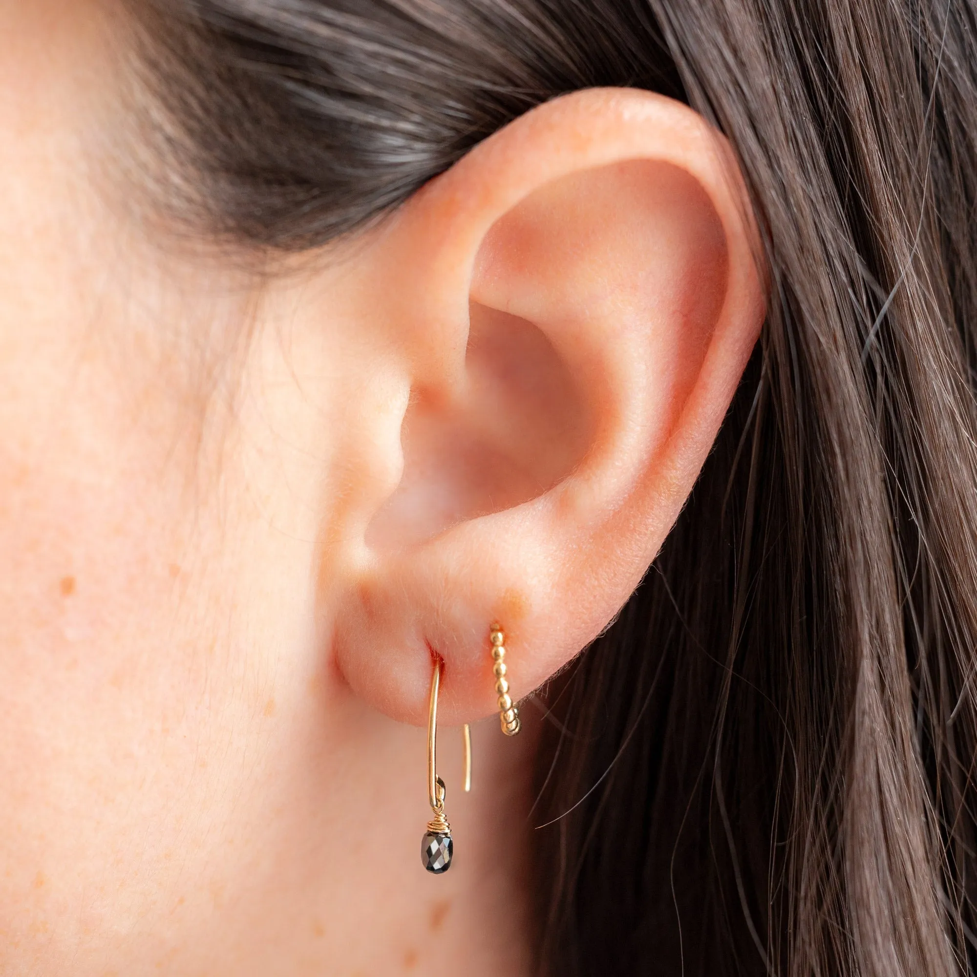 The Simple Black Diamond Drop Earrings | Yellow Gold Filled