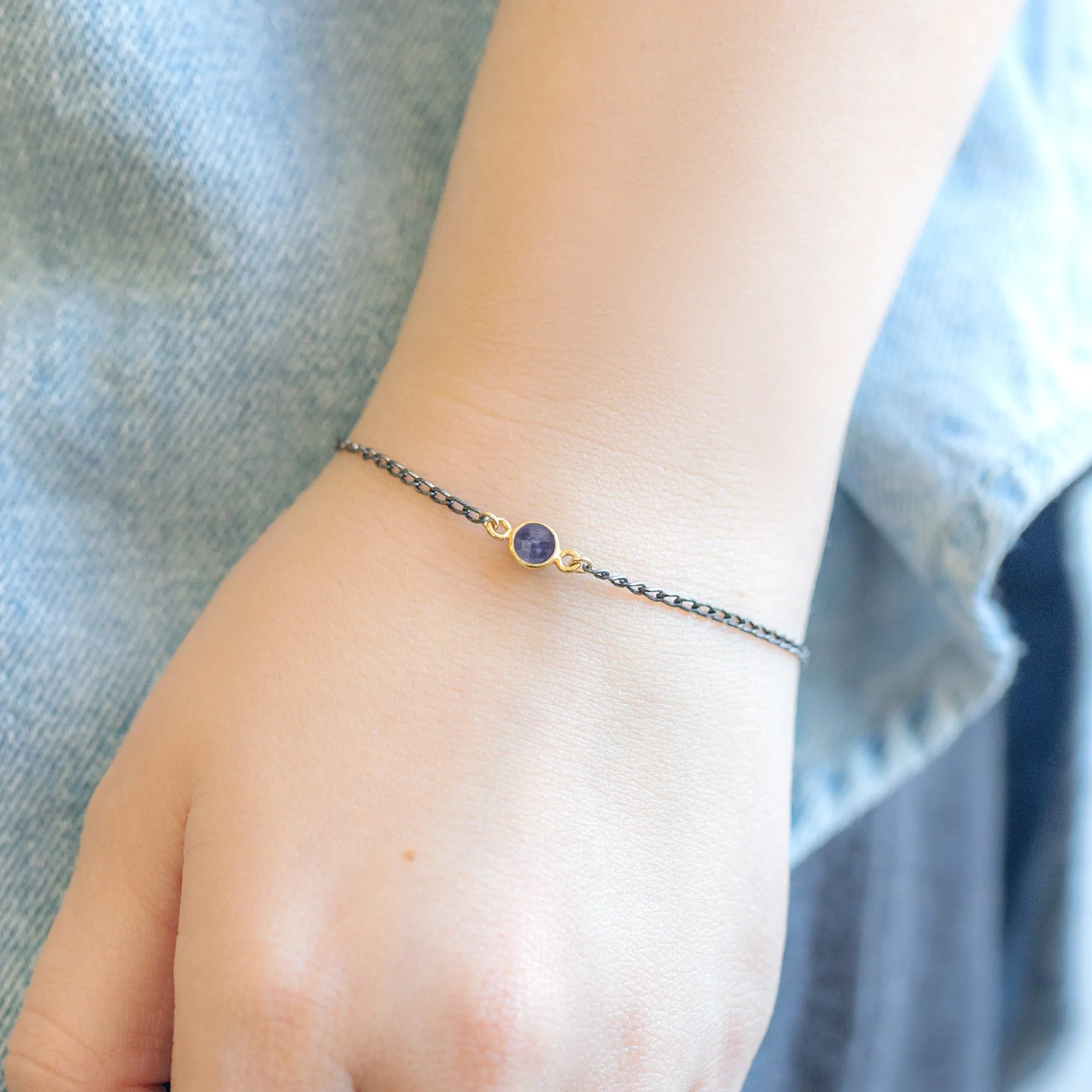 The Simple Blue Sapphire Gemstone Bracelet | Sterling Silver
