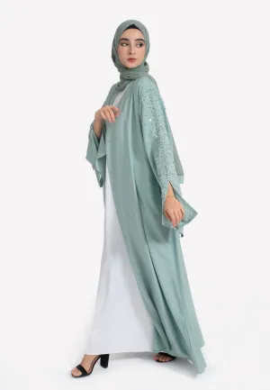 Tiffany Blue Embellished Open Abaya