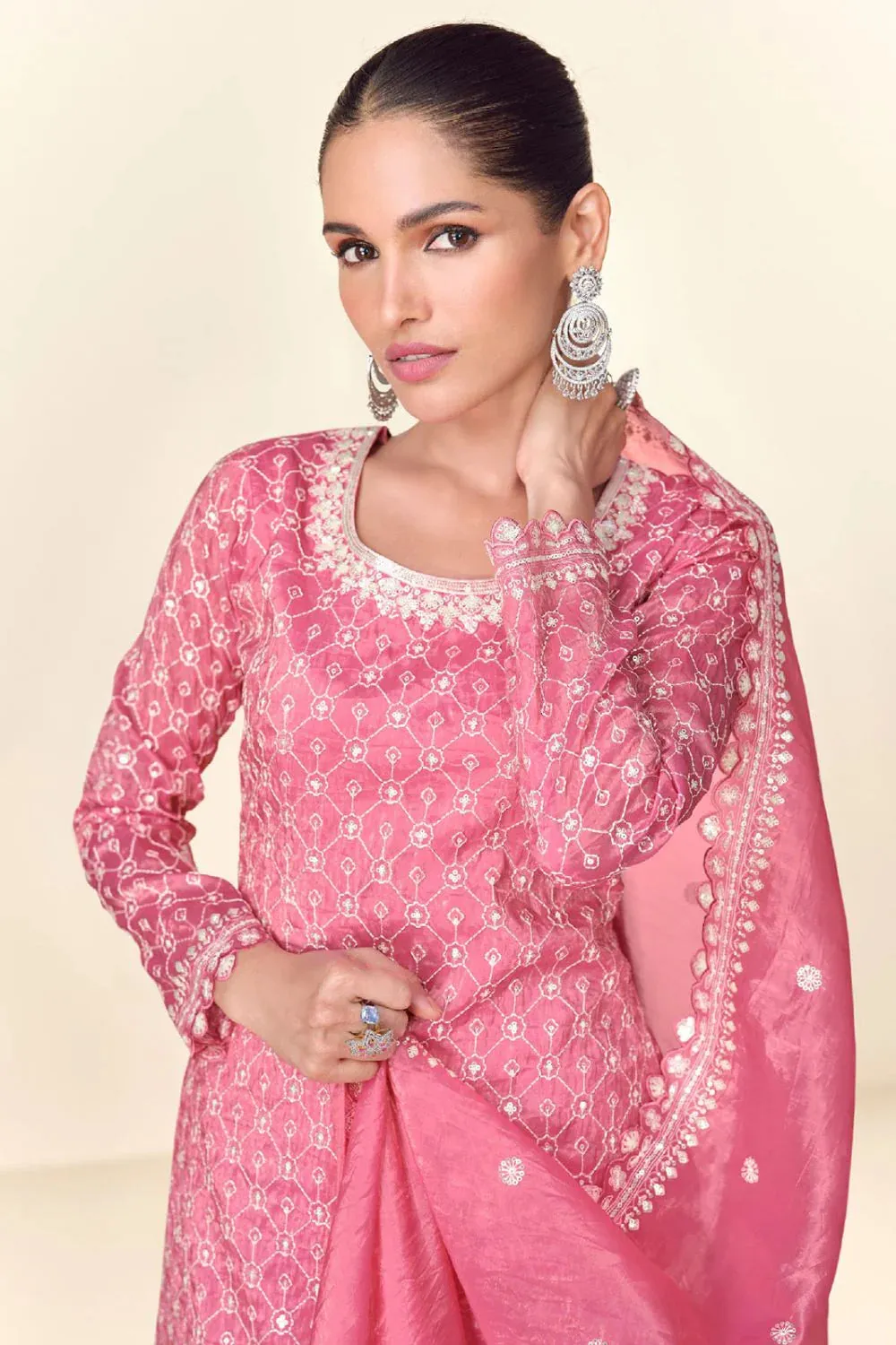 Timelessly Embellished Pink Sharara Suit