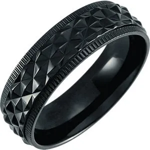 Titanium 7 mm Patterned Coin Edge Band Size 11