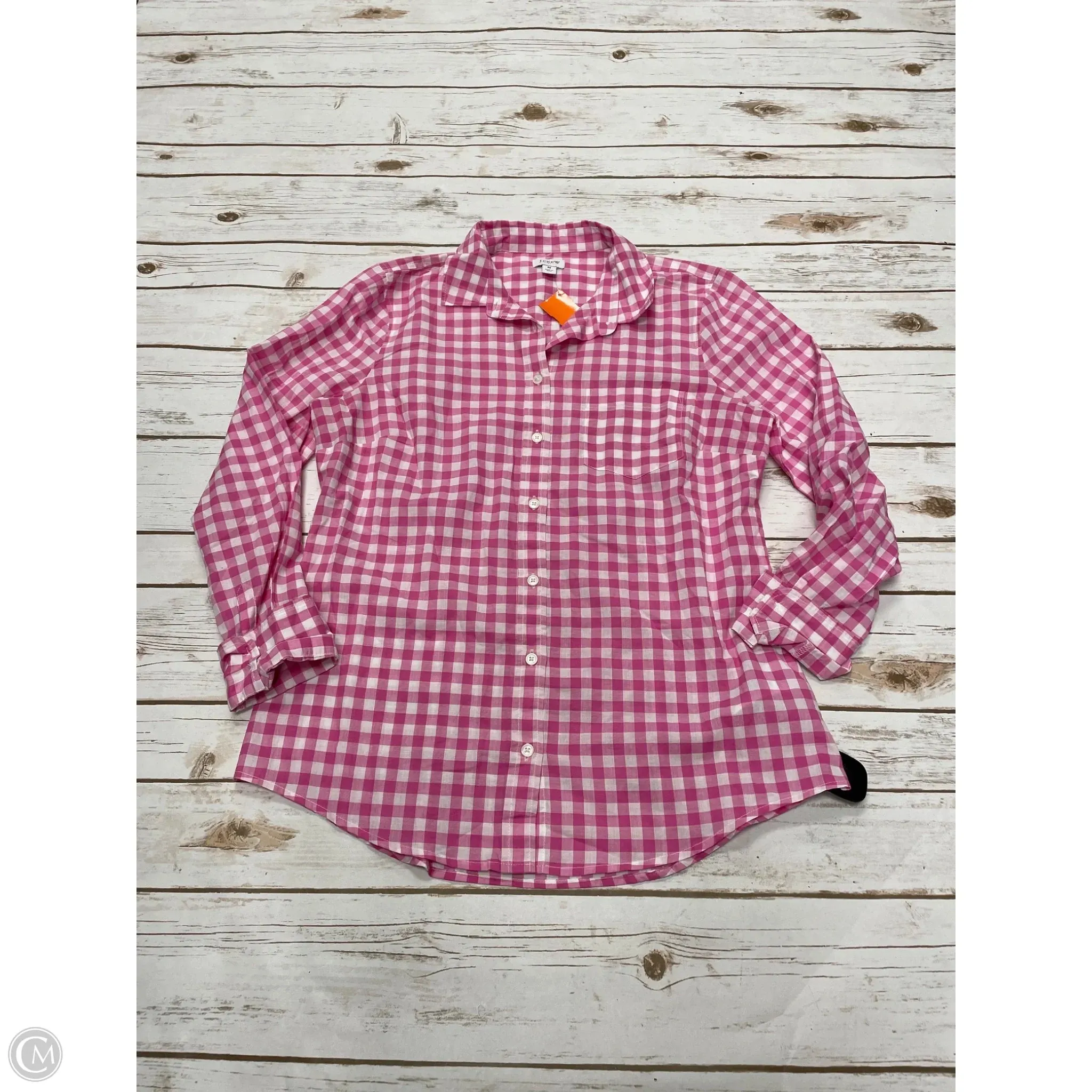 Top Long Sleeve By J. Crew In Checkered Pattern, Size: M