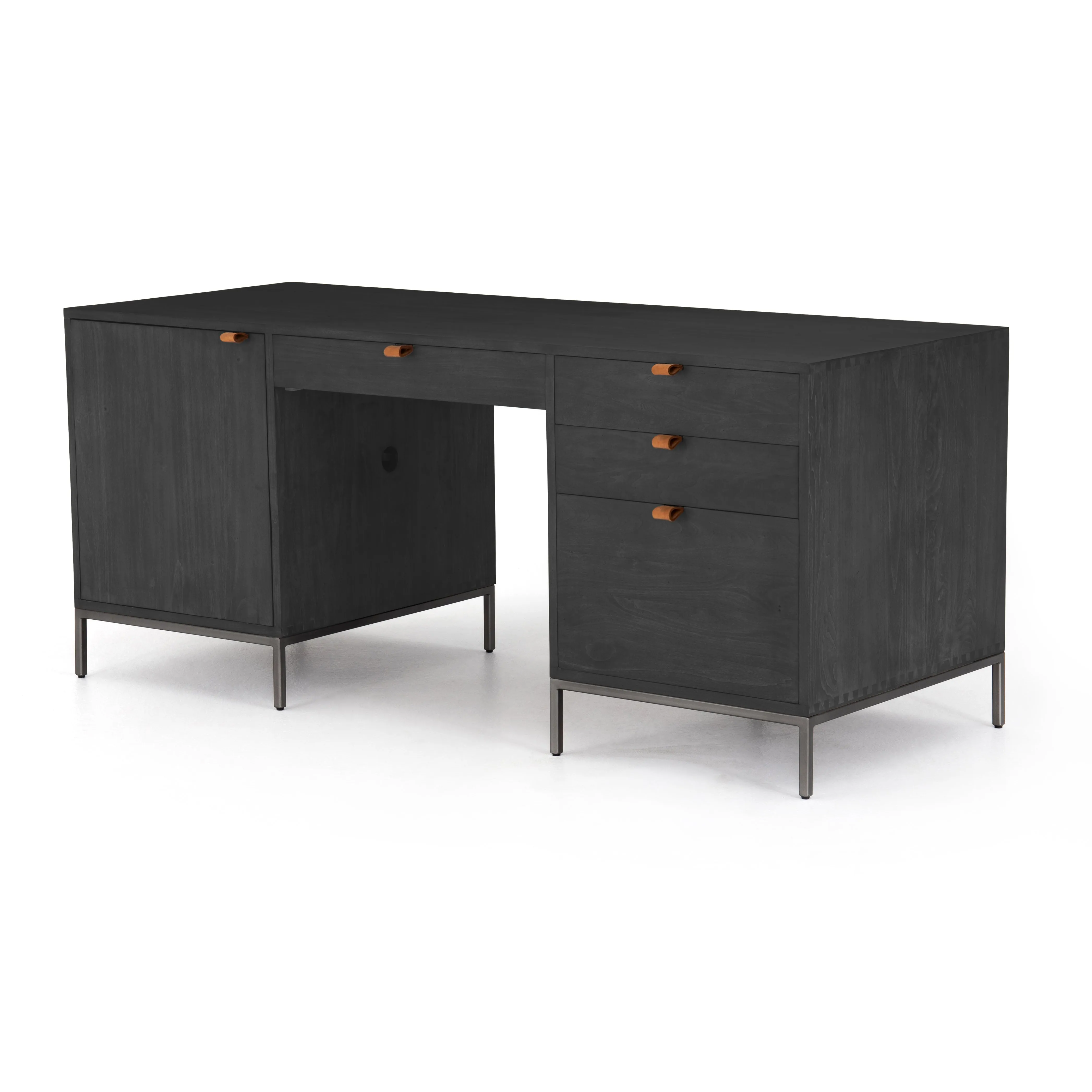 Trey Executive Desk, Black Wash Poplar