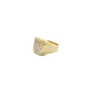 Tri-Color Diagonal Signet Ring (14K)