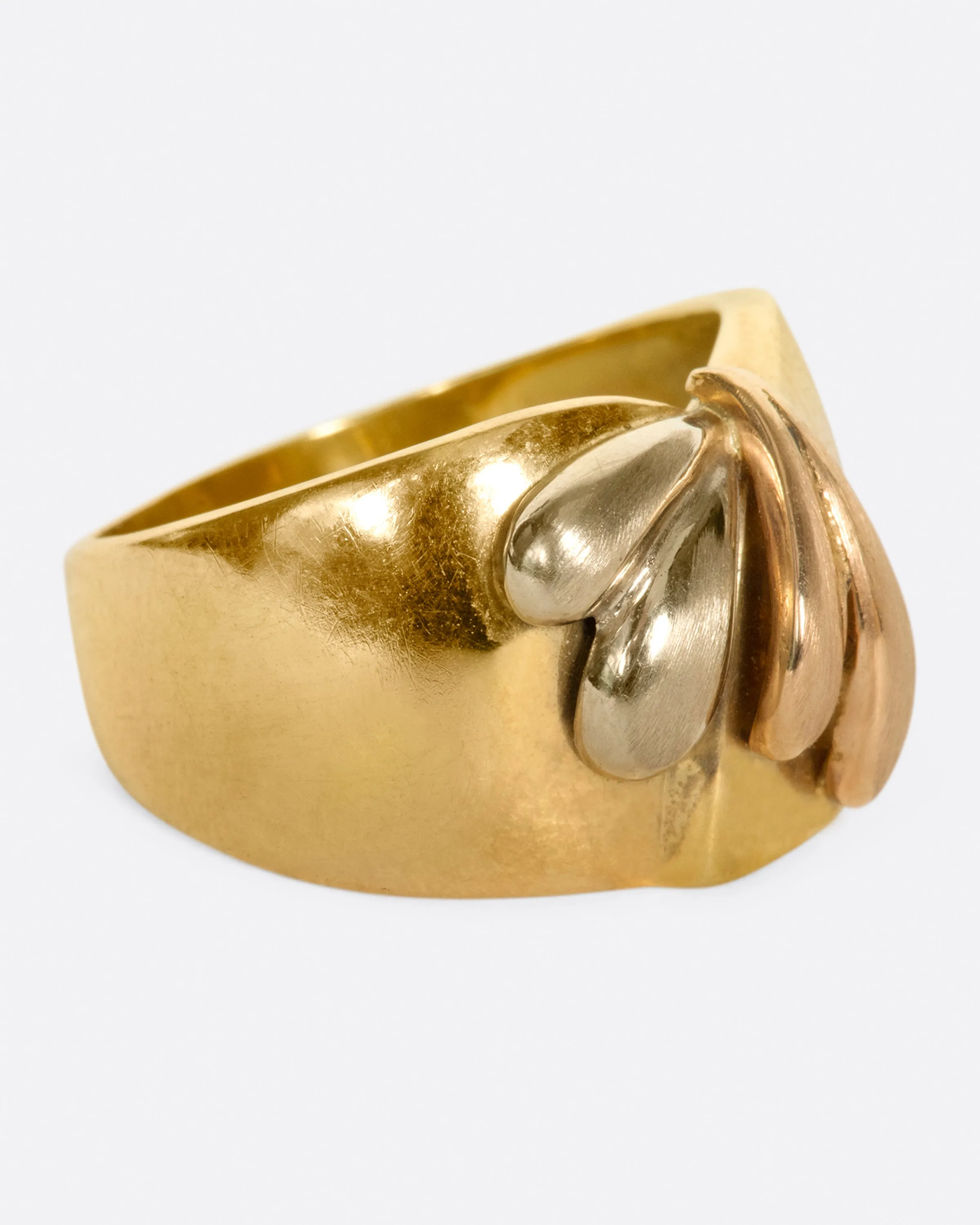 Tricolor Gold Teardrop Ring