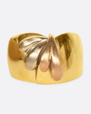 Tricolor Gold Teardrop Ring