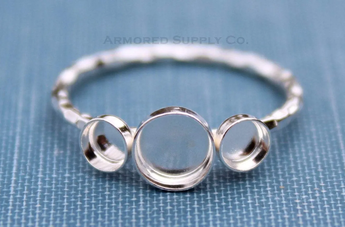 Triple Bezel Cup Checkered Ring Blank
