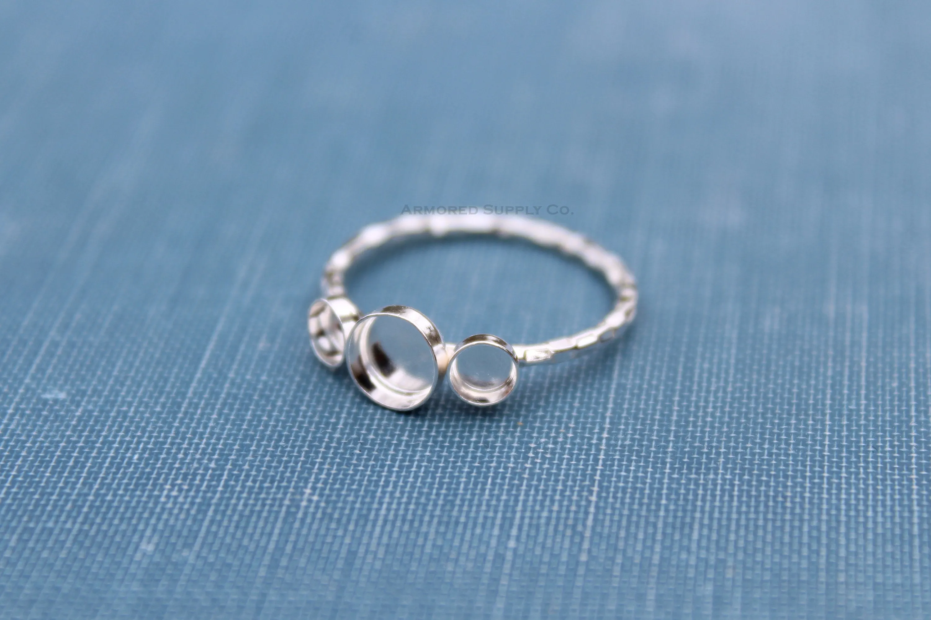 Triple Bezel Cup Checkered Ring Blank