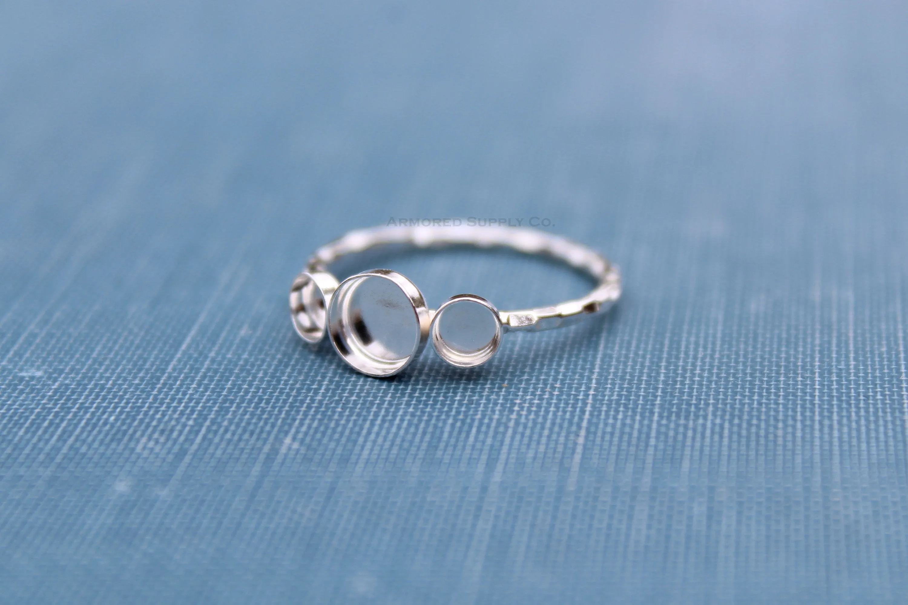Triple Bezel Cup Checkered Ring Blank