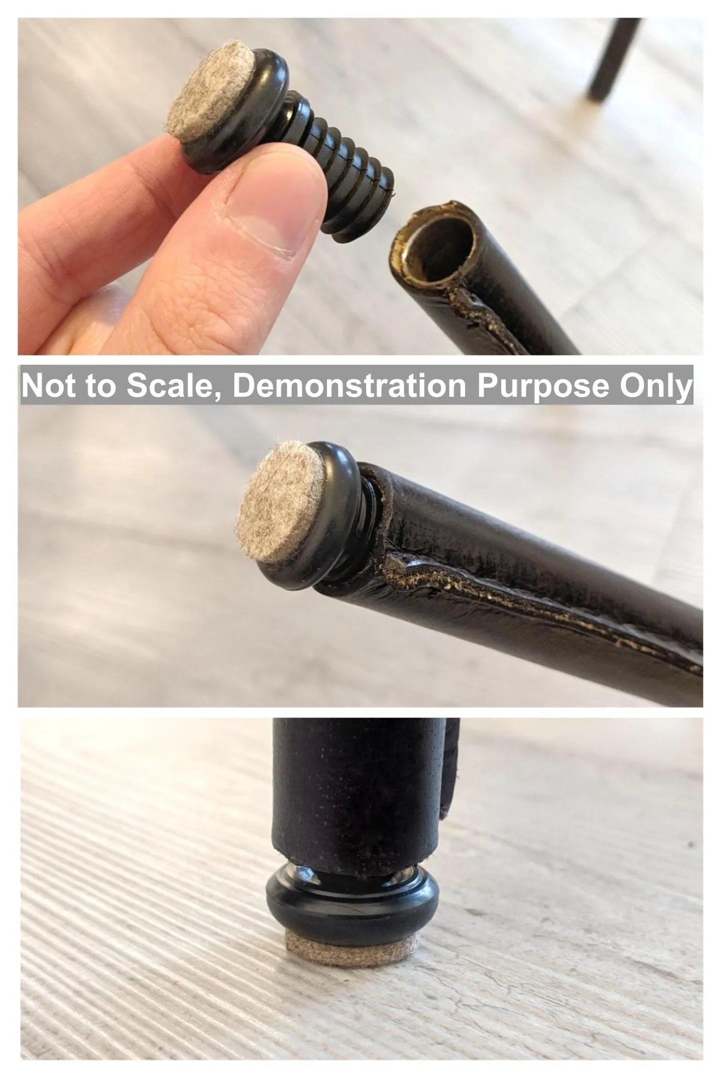 Tube Inserts with Felt Base for Angled Chair Legs with 19mm Inside Diameter (27mm Felt) | Made in Germany | Keay Vital Parts