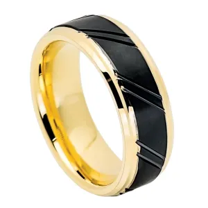 Two Tone Diagonal Grooved Band