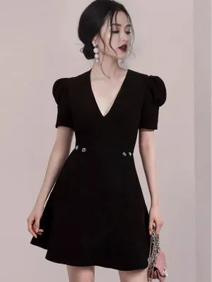 V Neck Short Sleeve Simple Mini Bodycon Dress HB70790