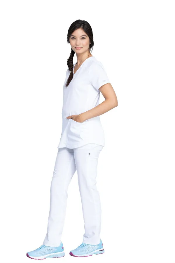 V-Neck Top With Rib Knit Panels