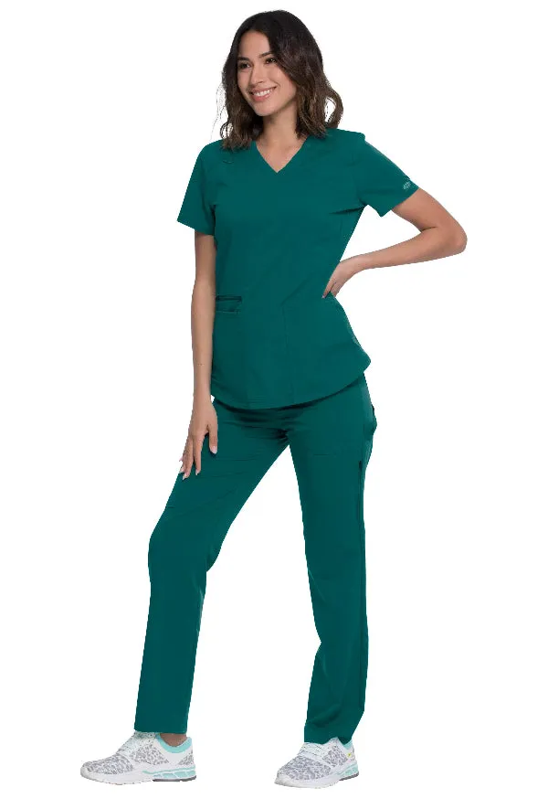 V-Neck Top With Rib Knit Panels