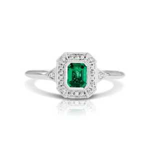Vintage Inspired 0.50 ct. Natural Emerald Ring With 0.05 ct. Diamonds