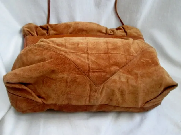 Vintage MM MORRIS MOSKOVITZ SUEDE LEATHER Satchel Shoulder Bag BROWN Crossbody CROC