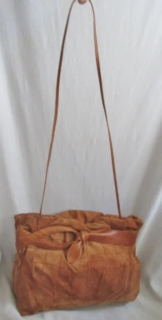 Vintage MM MORRIS MOSKOVITZ SUEDE LEATHER Satchel Shoulder Bag BROWN Crossbody CROC