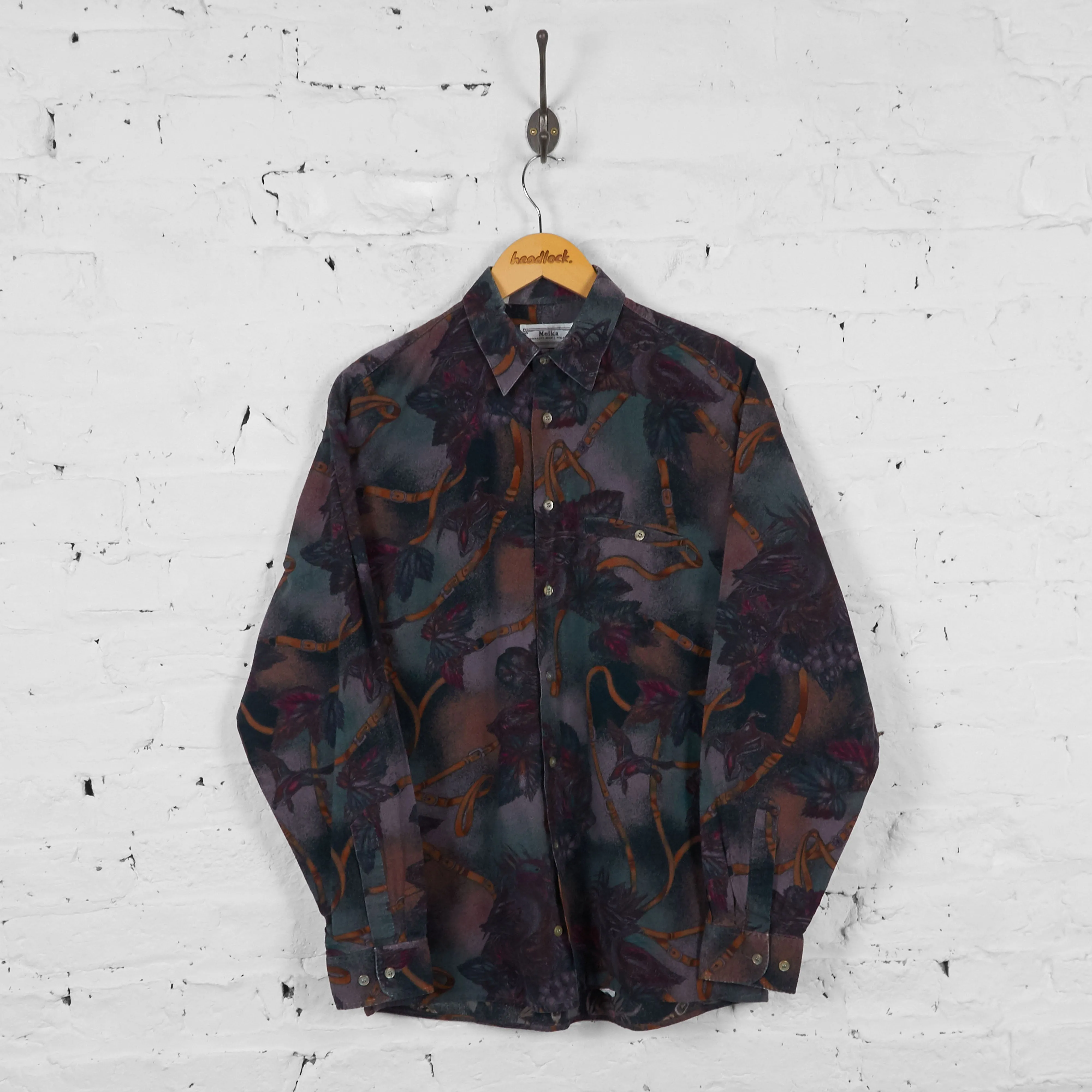 Vintage Patterned Party Shirt - Green - M