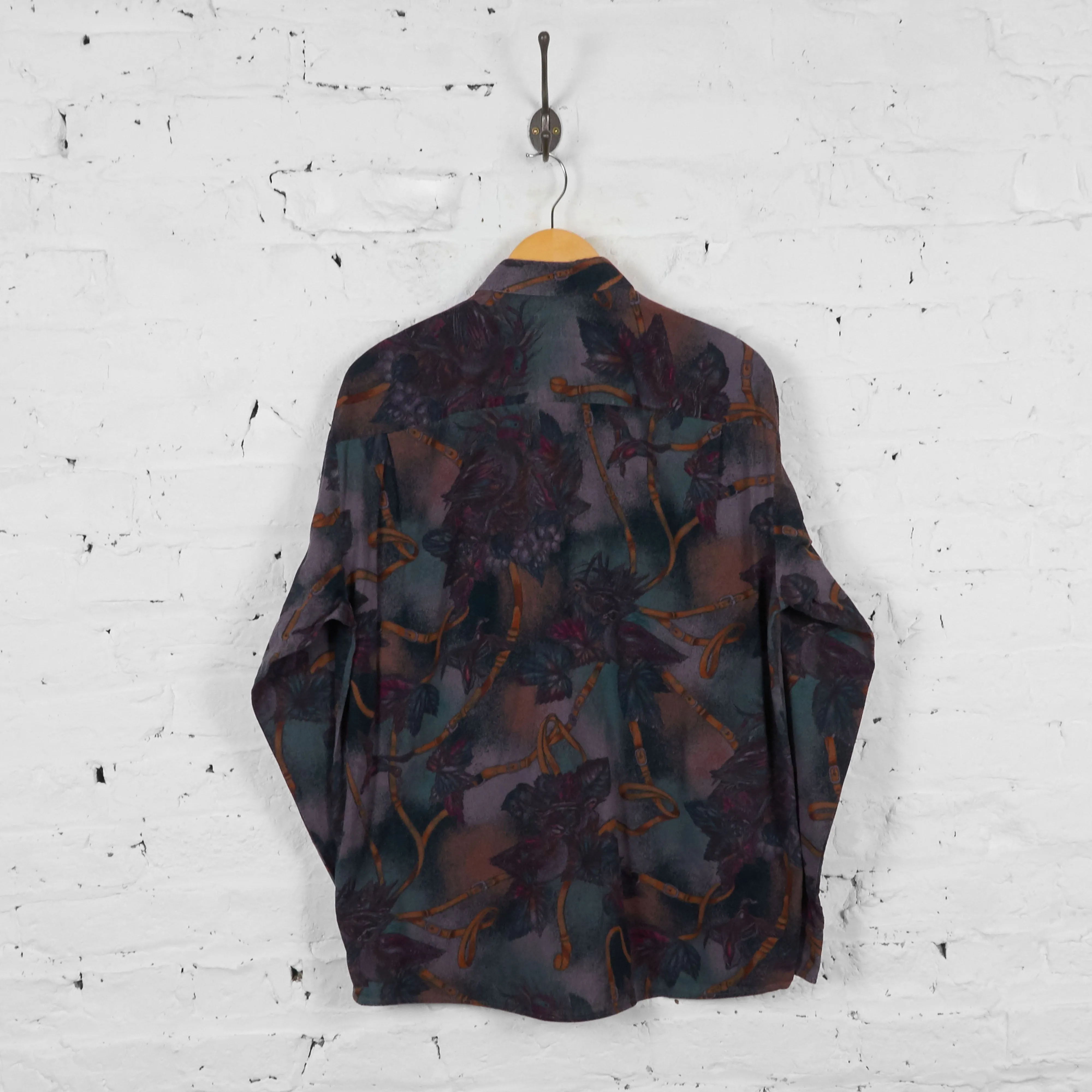 Vintage Patterned Party Shirt - Green - M