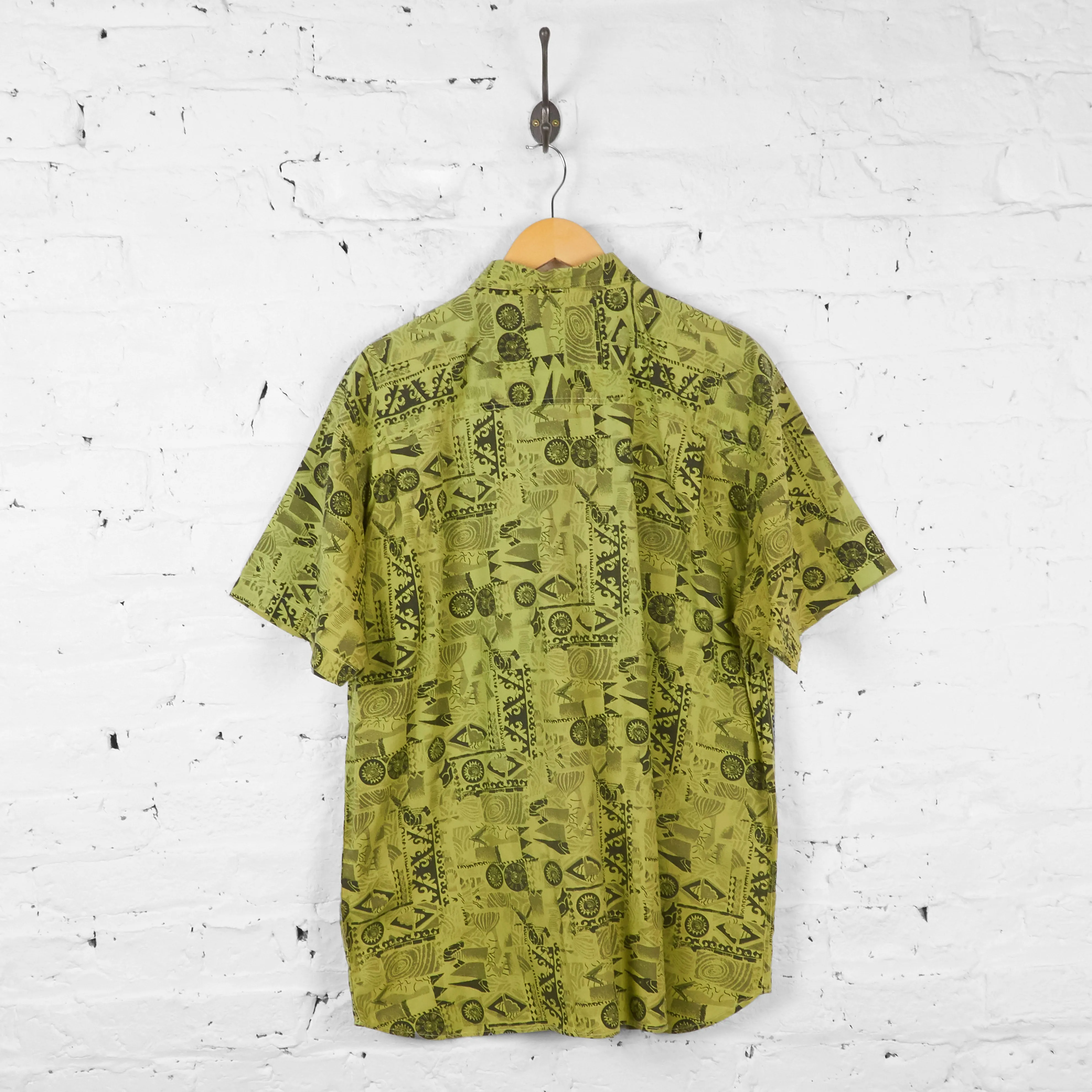 Vintage Patterned Party Shirt - Green - XL