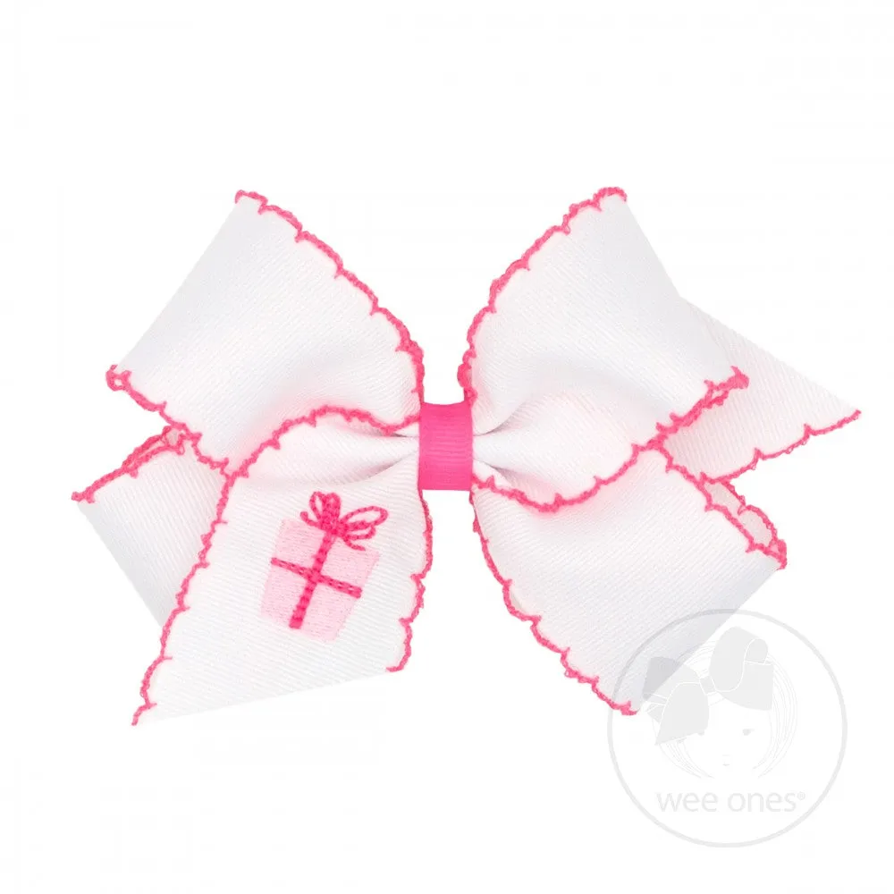 Wee Ones Moonstitch Bow with Embroidered Balloons & Presents