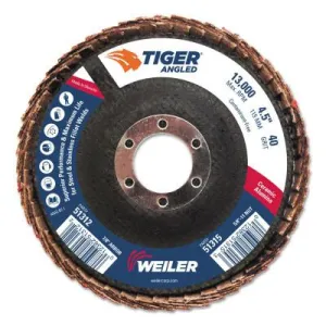 Weiler® Tiger Angled Flap Disc, 7/8 in, 40 Grit, 10 per Box, 51312