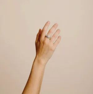 White & Gold Checkered Ring