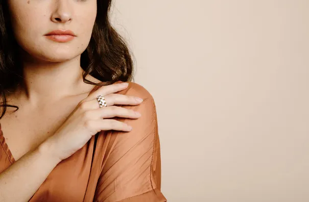 White & Gold Checkered Ring