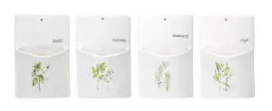 White Ceramic Herb Wall Pocket (Set of 4)