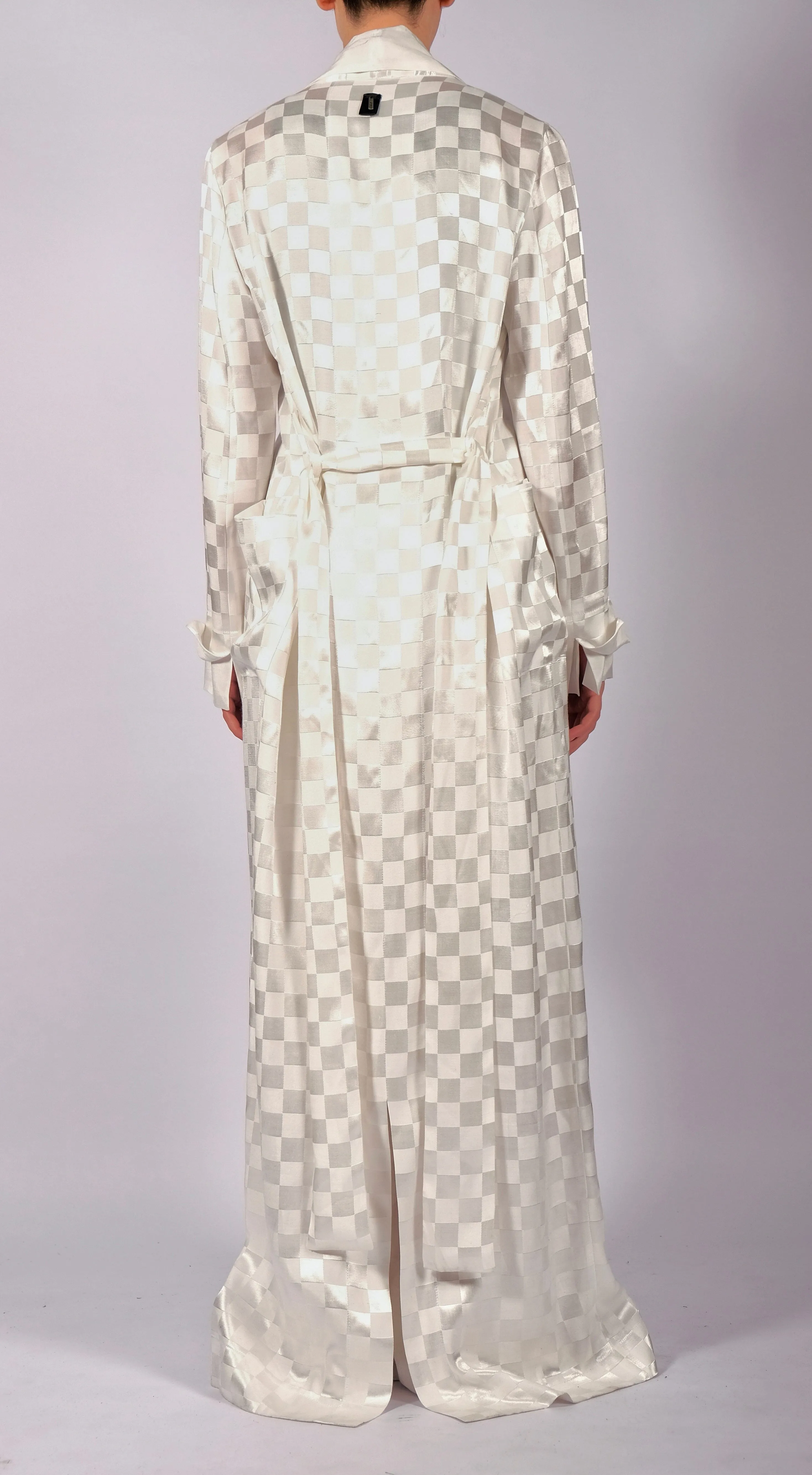 White Checkered Robe Maxi