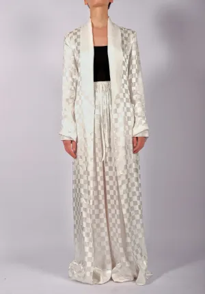 White Checkered Robe Maxi