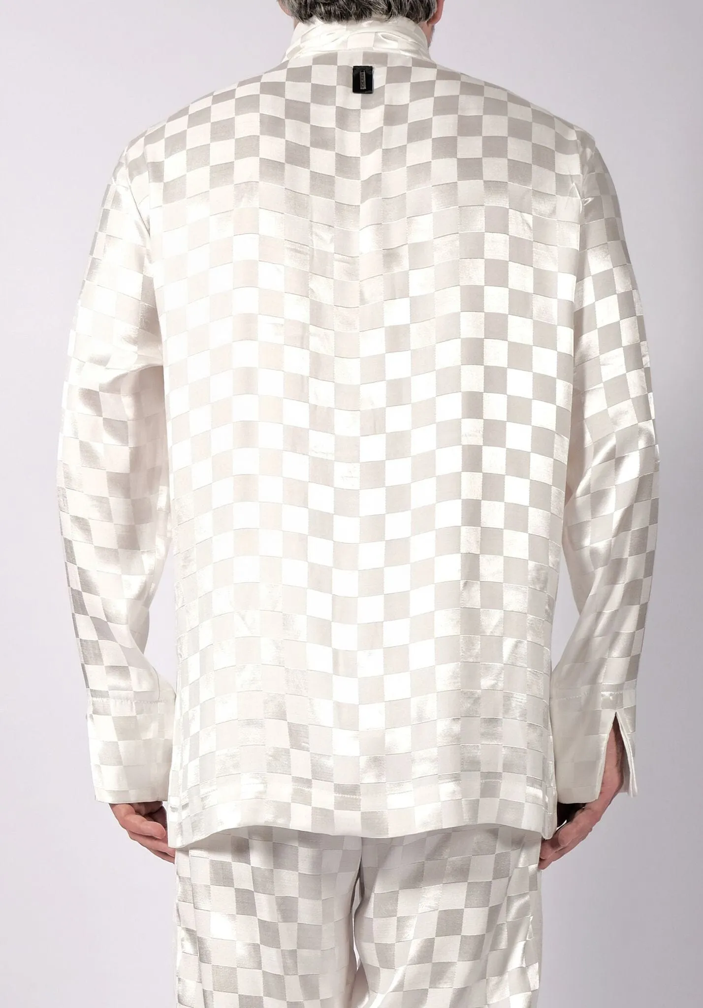 White Checkered Shirt with Scarf