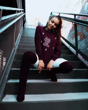 White Outline MMDS  | Maroon Long Sleeve Tee (Drips)