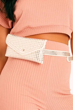 White Stud Embellished Bum Bag - Roni