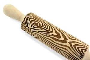 Wood Horizontal Texture Embossed Rolling Pin, Clay Stamp, Pottery Roller, Ceramic Tool, Christmas Gift, Textured Cookie
