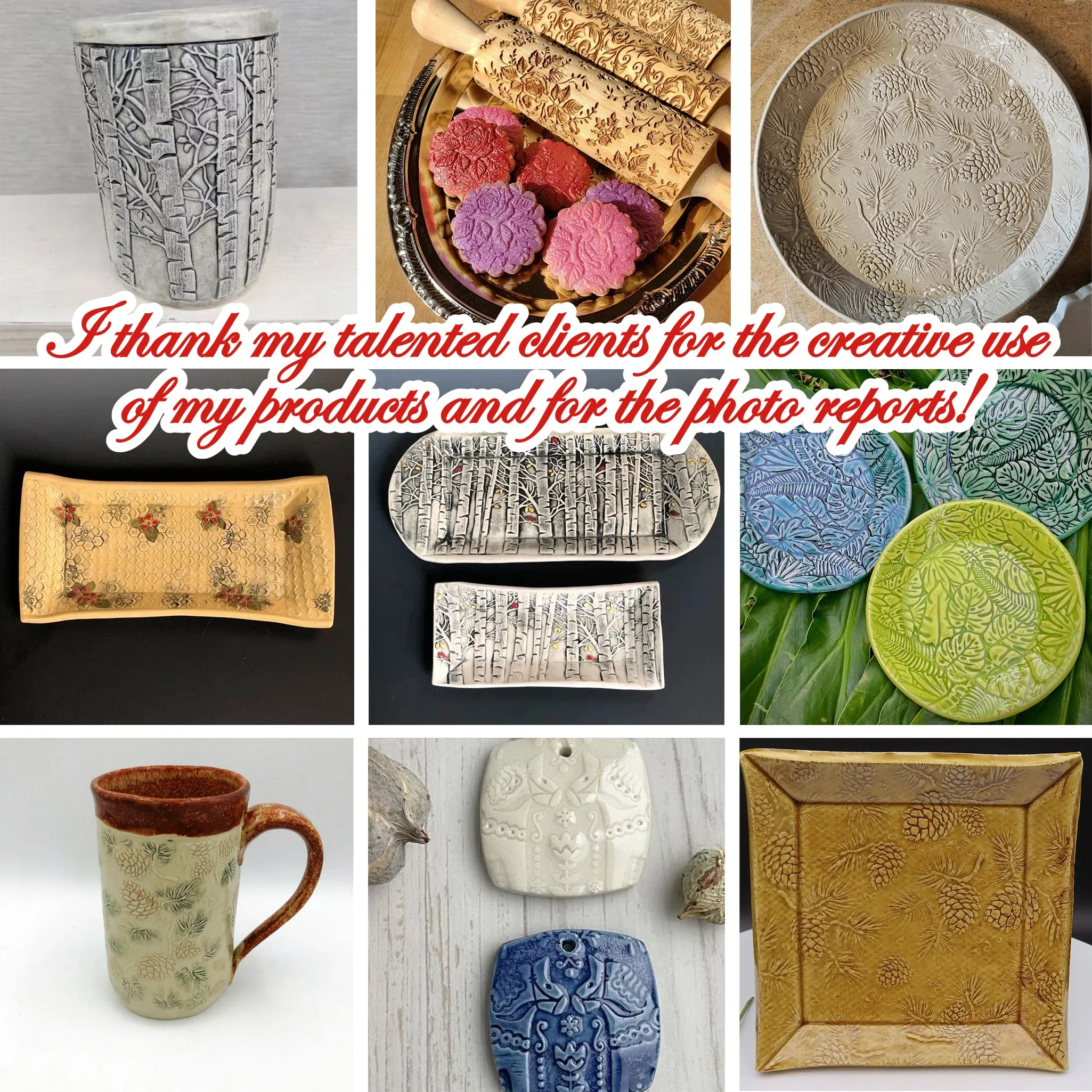 Wood Horizontal Texture Embossed Rolling Pin, Clay Stamp, Pottery Roller, Ceramic Tool, Christmas Gift, Textured Cookie
