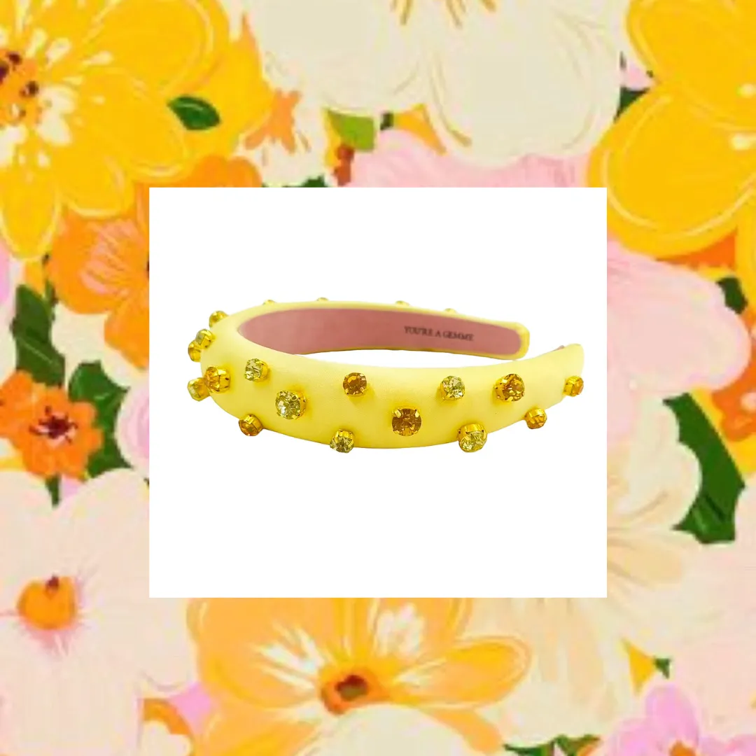 Yellow Embellished Slim Headband