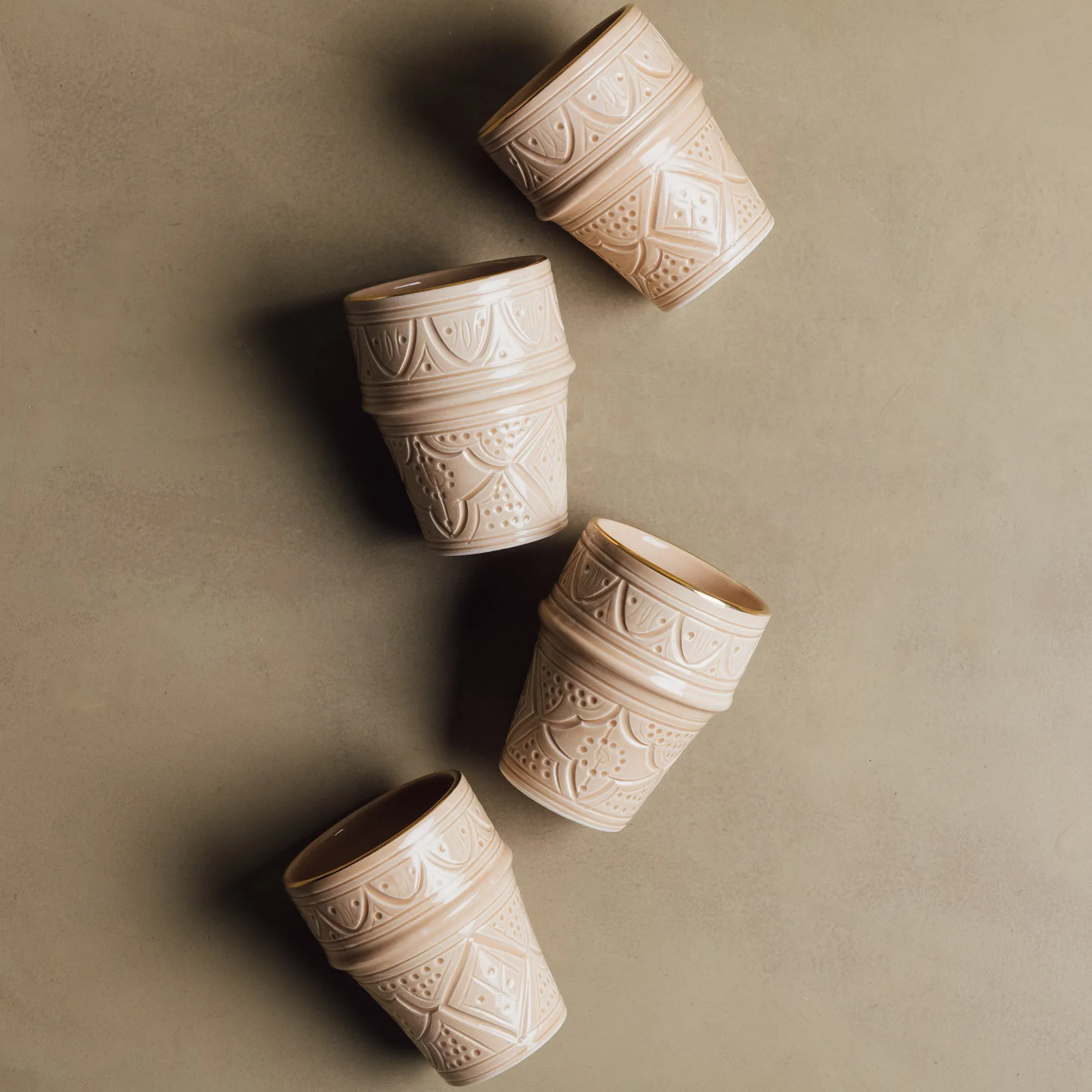 Zagora Sand Cup - Moroccan Dinnerware Adorned with 12 Carat Gold Accents